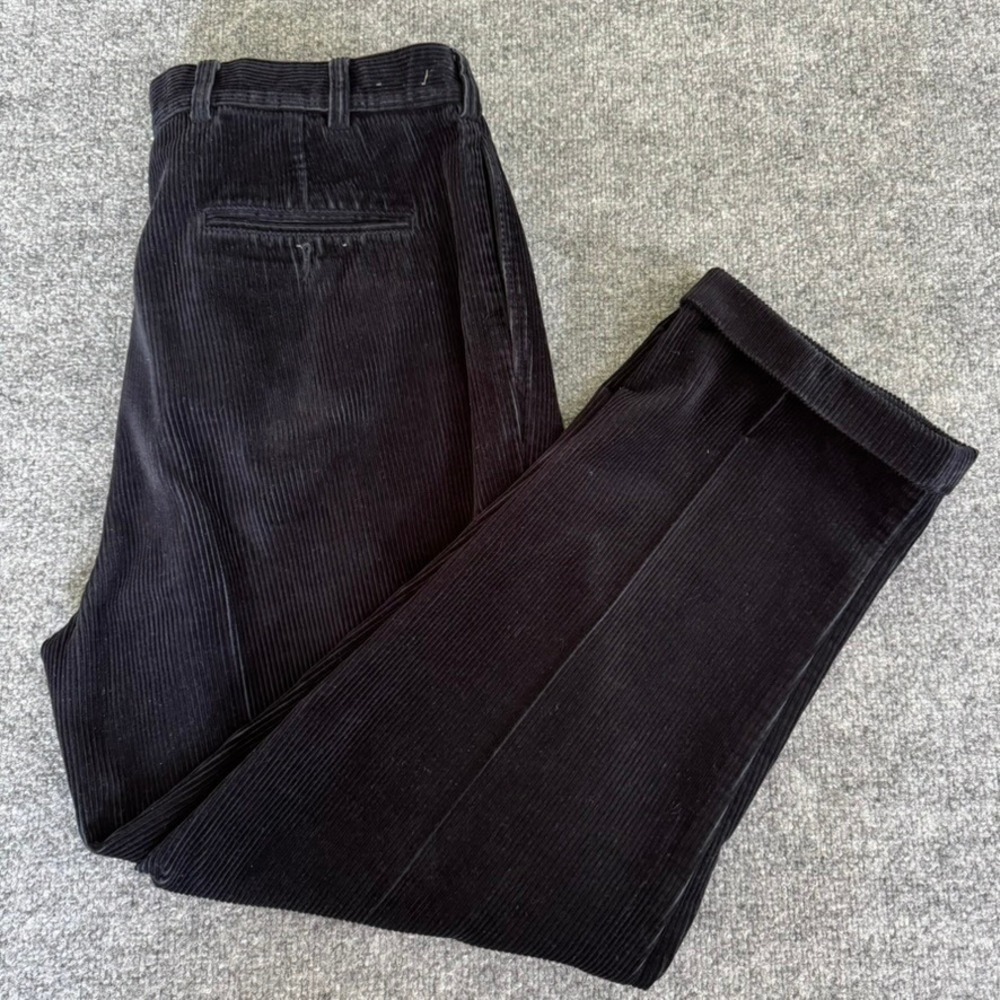 Jos. A. Bank Chunky Corduroy Pants Mens 38x29 Pleated Cuffed  Relaxed Navy VTG